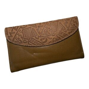 Vintage Mundi Tan Embossed Leather Wallet